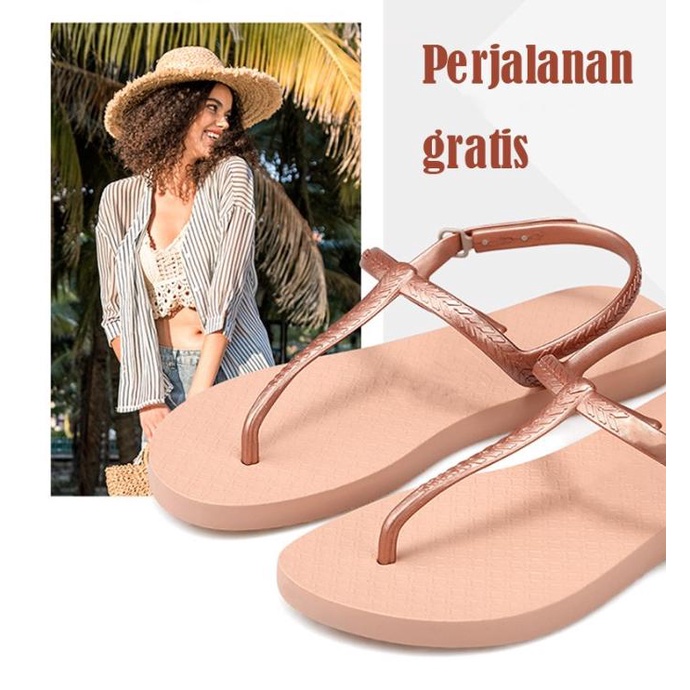 MINISO Sandal dan sandal wanita seri warna solid klasiksandal jepit