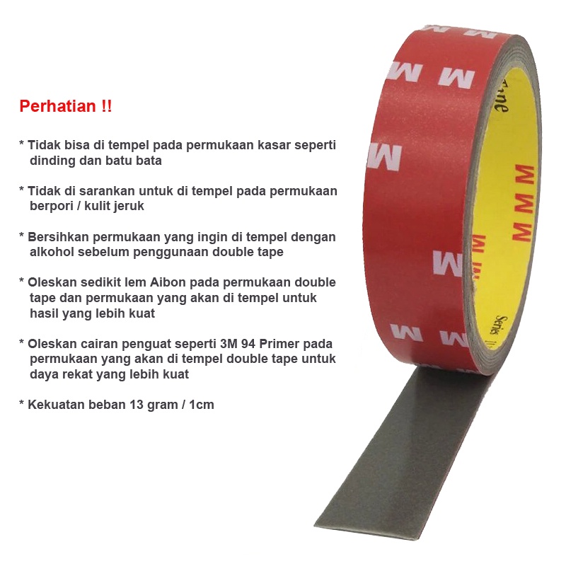 Double Tape High Bond Dobel Tip Acrylic Akrilik 0.5 Inch 1 Inch Panjang 4.5M