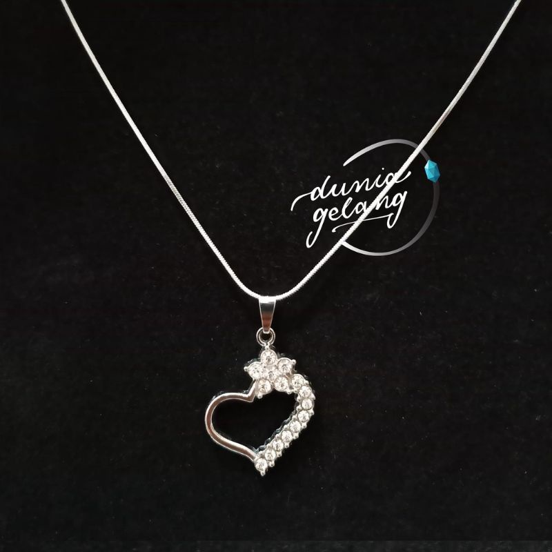 COD KALUNG MATA LOVE HATI PERMATA BERLIAN  SILVER SILKON BWRKILAU||KALUNG LIONTIN