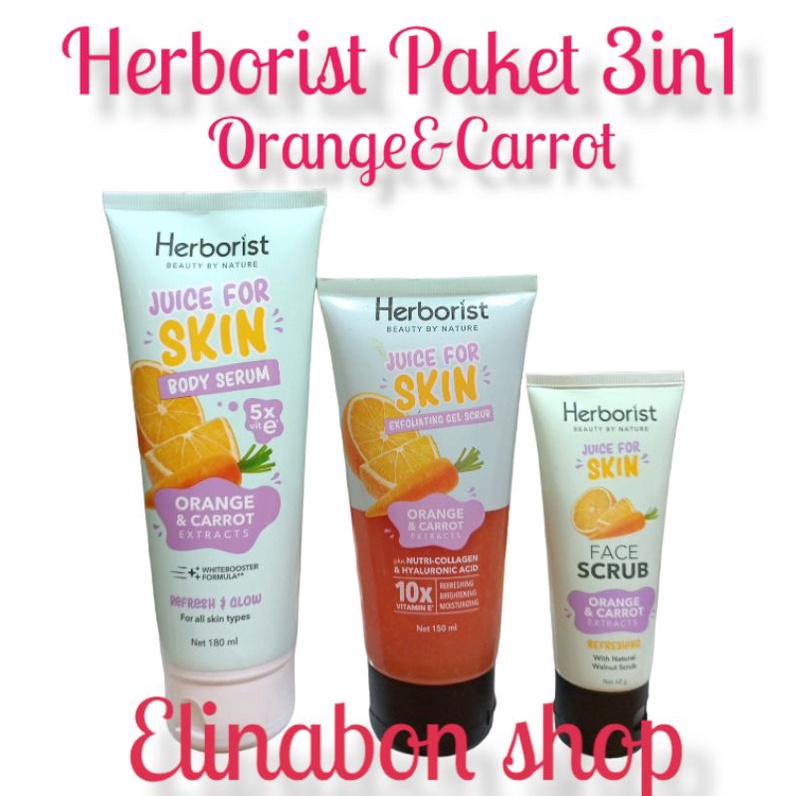 Herborist Paket 3in1 Body Serum Exfoliating Gel Scrub Face Scrub