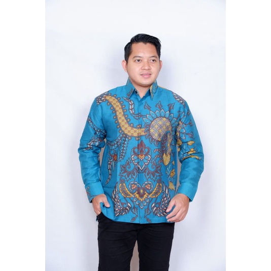 Kemeja Batik Solo Premium || Biru Tosca