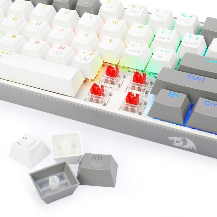 Redragon Mechanical Wireless Gaming Keyboard WHITE GREY FIZZ -K616RGB