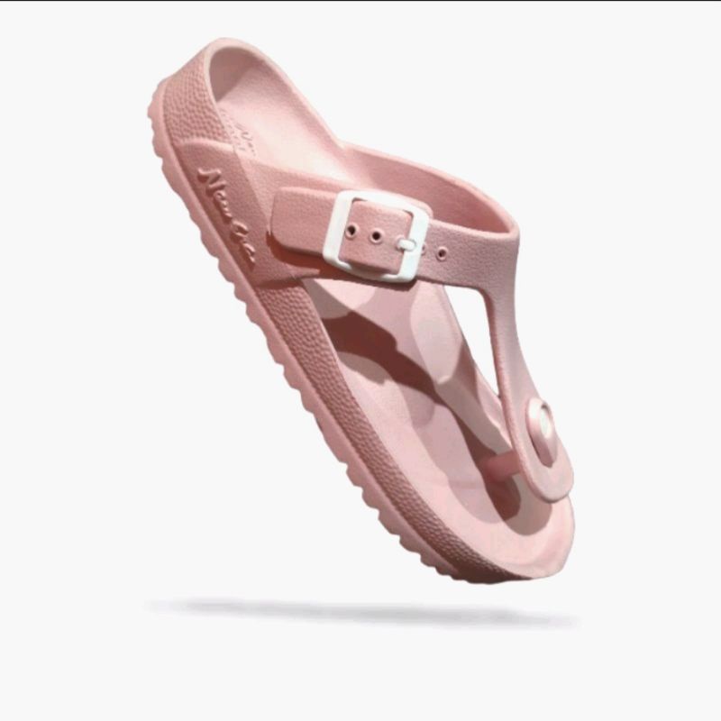 sandal jepit wanita new era karet model gesper putih