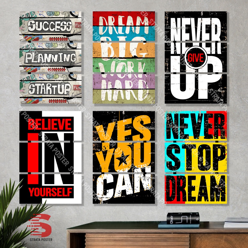 Poster motivasi Hiasan dinding quotes Dekorasi ruangan Wall decor Poster puzzle