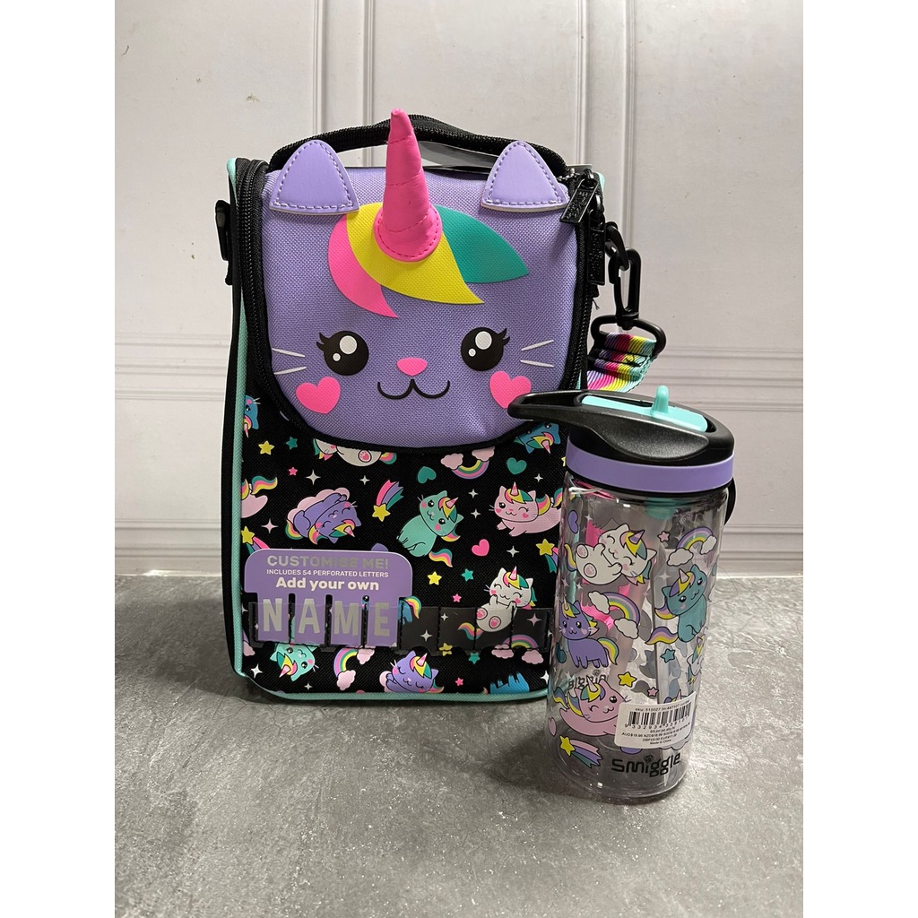 SMIGGLE LUNCHBAG BOTTLE JUNIOR SKY HI UNICORN SET - SET TAS BEKAL SMIGGLE