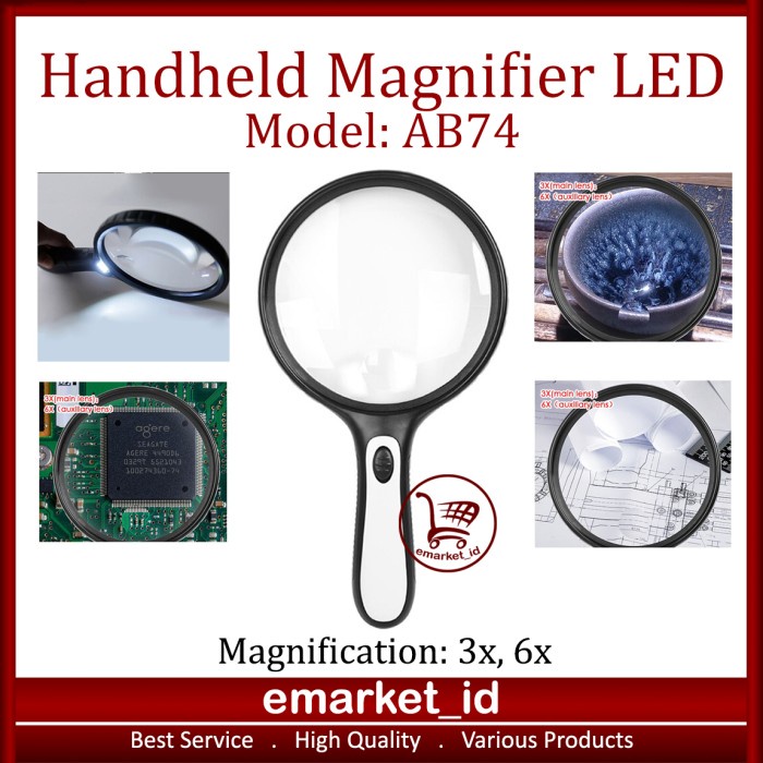 

Kaca Pembesar LED AB74 / Lampu Lup Lensa Magnifier Handheld / Membaca