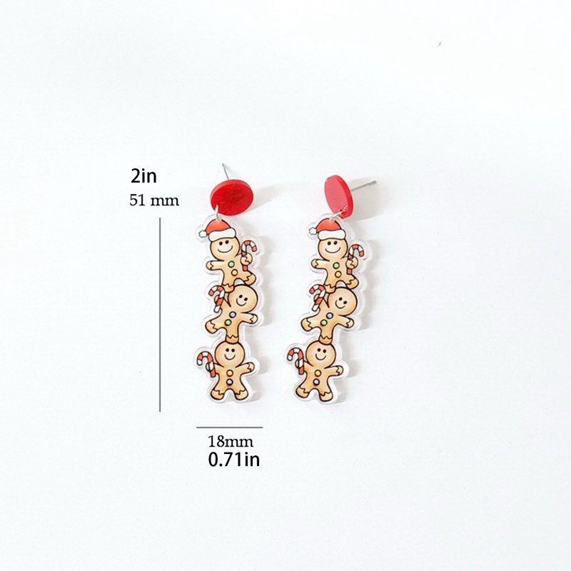 Fancyqube Anting Desain Kartun Gingerbread Man Bahan Akrilik Untuk Wanita