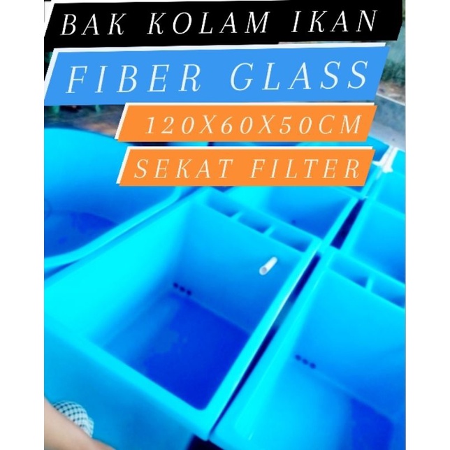 BAK KOLAM IKAN 120X60X50CM SEKAT FILTER. FIBER GLASS