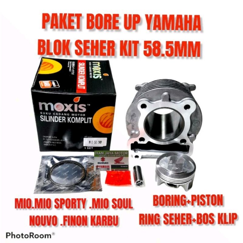 BORING RACING PAKET BORE UP 58.5MM YAMAHA MIO.SMILE.SOUL.NOUVO LINER BAJA ASLI .FINO KARBU DIAN JAYA