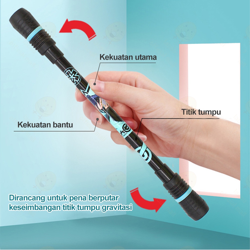 Lacoo Pen spinning anti stres Gel pen Pulpen putar Balance pen kartun Pen Spining plastik Bolpoin rotating