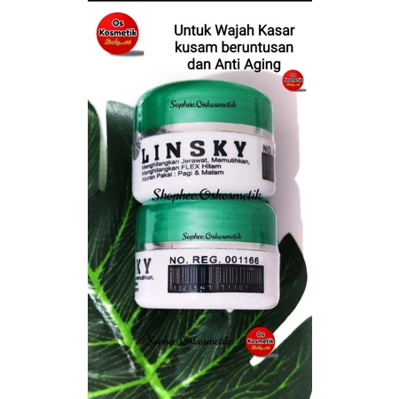 CREAM LINSKY HIJAU BRUNTUSAN DAN ANTI PENUAAN ORIGINAL SEGEL+HOLOGRAM