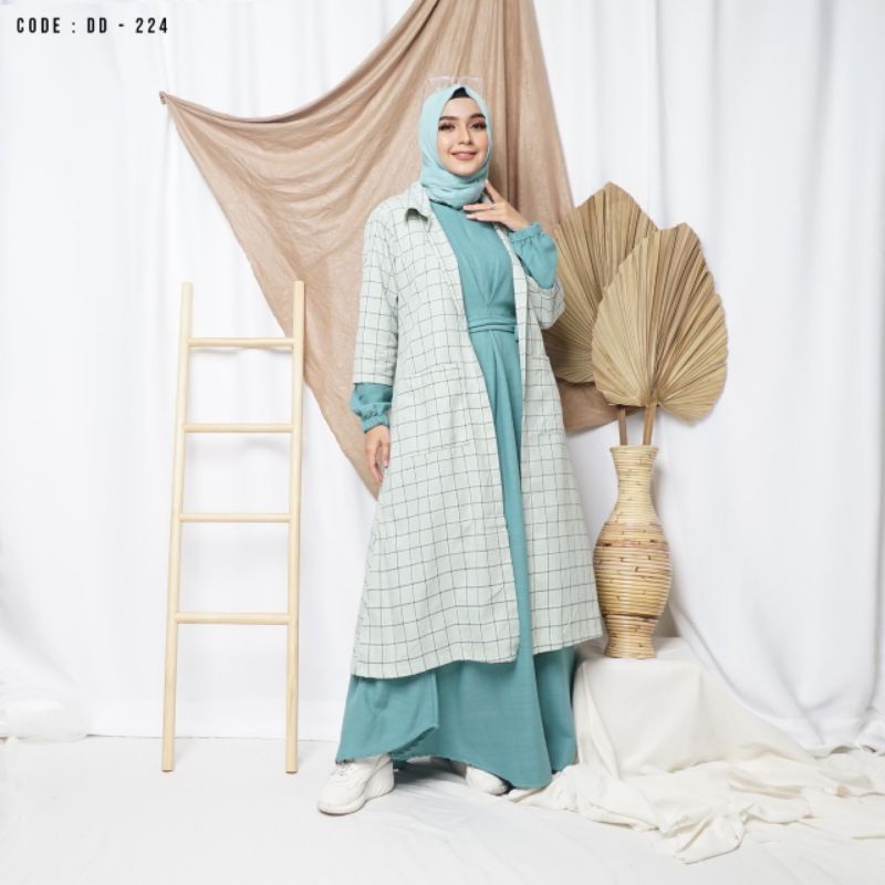 Gamis Set Inner + Outer linen, Dress Linen