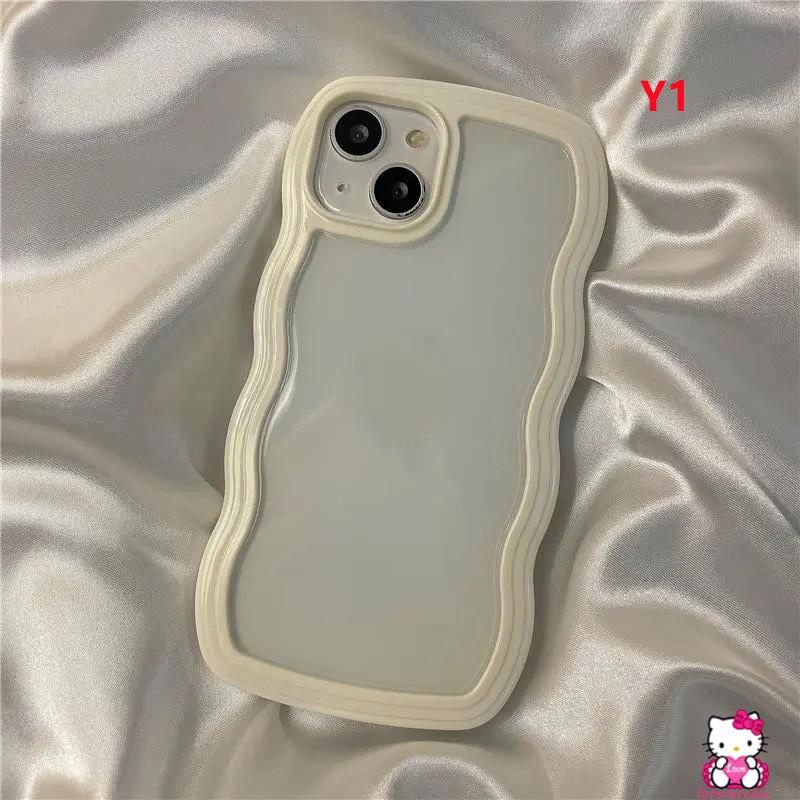 Casing Realme C53 C35 C25s C21Y C15 C11 2021 C25Y C12 C25 9i C20 C20A C3 C11 2020 5i 6i 5 5s C1 Simple Macaron Warna Permen Padat Murni Bergelombang Tepi Transparan Bening Soft Case