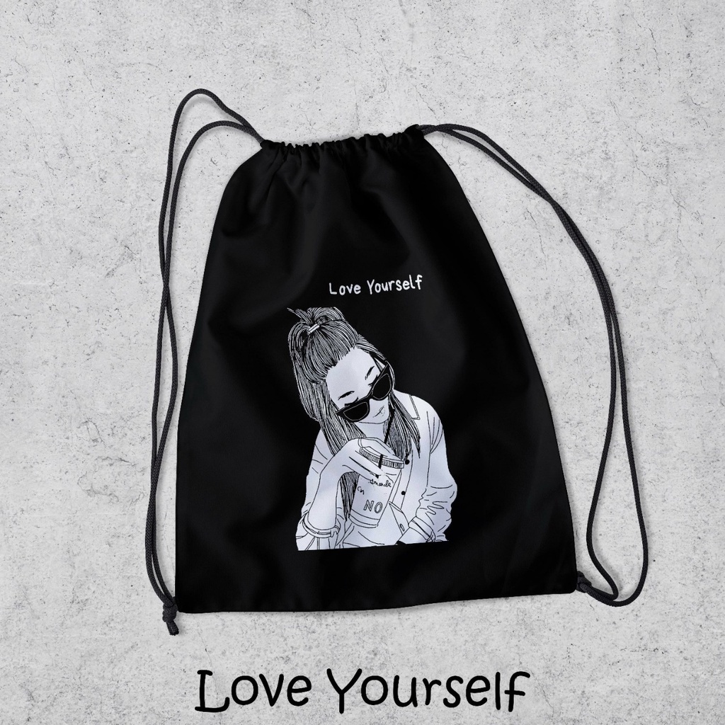 ZCO - Tas Serut Multifungsi Untuk Olahraga Sekolah Futsal Basket Berenang Tas Serut Love Yourself