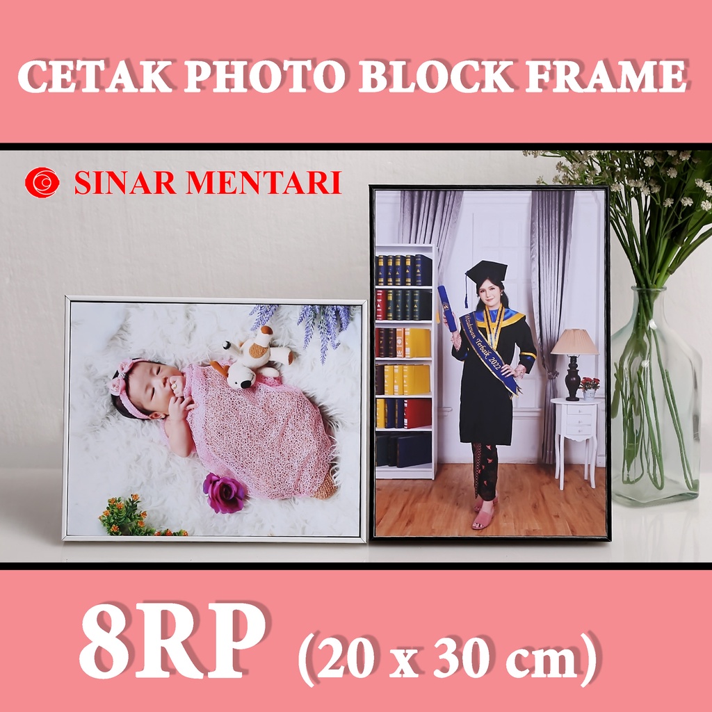 Paket Cetak 8RP Laminasi Frame Foto Blok/Cetak Foto Frame Piagam/Cetak Foto A4