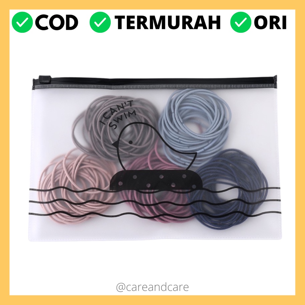 100PCS POUCH IKAT KARET RAMBUT ELASTIS WARNA MIX GAYA KOREA WANITA