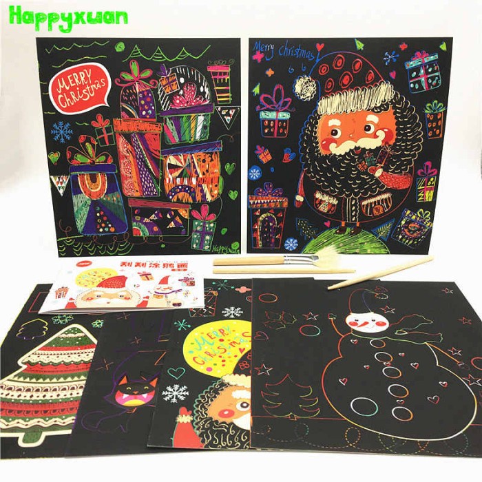 

Murah Set Melukis Anak Rainbow Scratch Paper Doodle Painting Diy Drawing Toy Murah