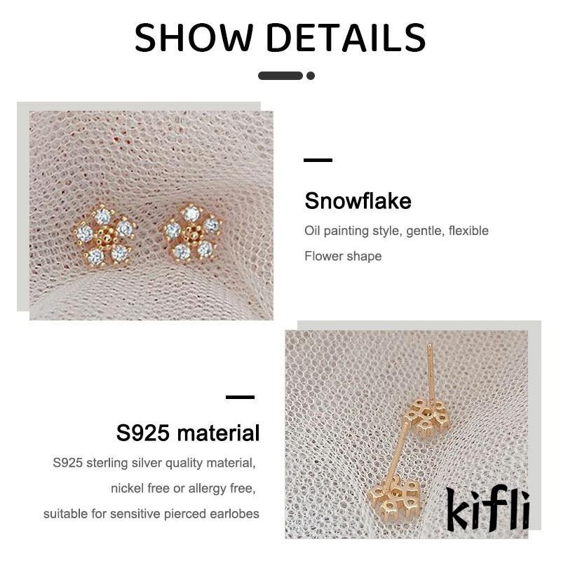 Anting Stud Kristal Berlian Bahan Titanium Steel S925 Untuk Wanita