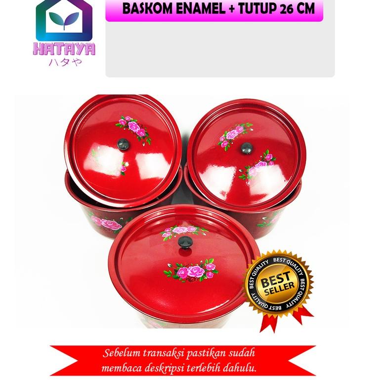 Laris Lagi--HATAYA - BASKOM TUTUP ENAMEL MOTIF / WASKOM ENAMEL WARNA STAINLESS / BASKOM MURAH / BASK