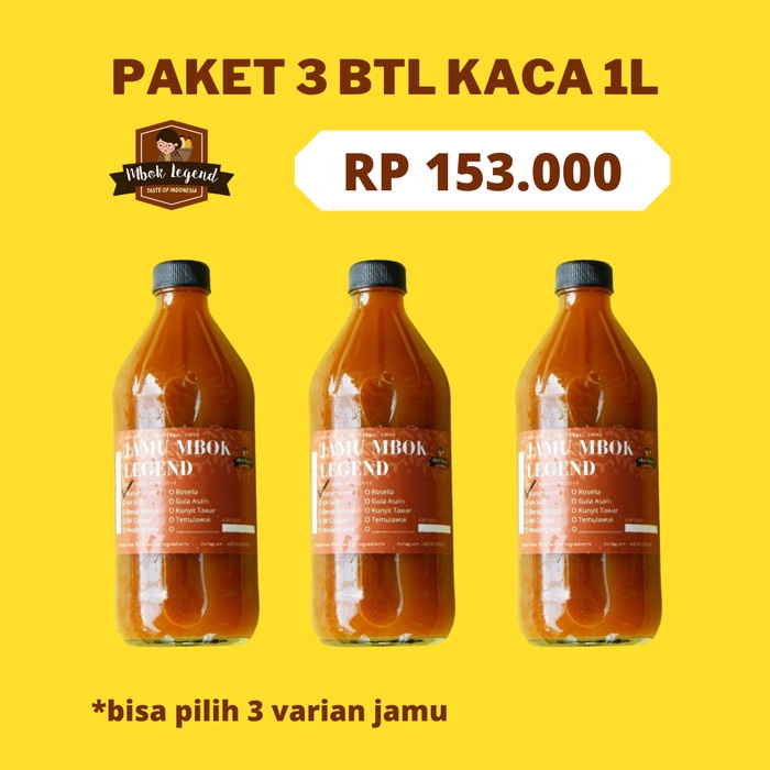 

PAKET 3 Botol Kaca 1 liter Jamu Mbok Legend