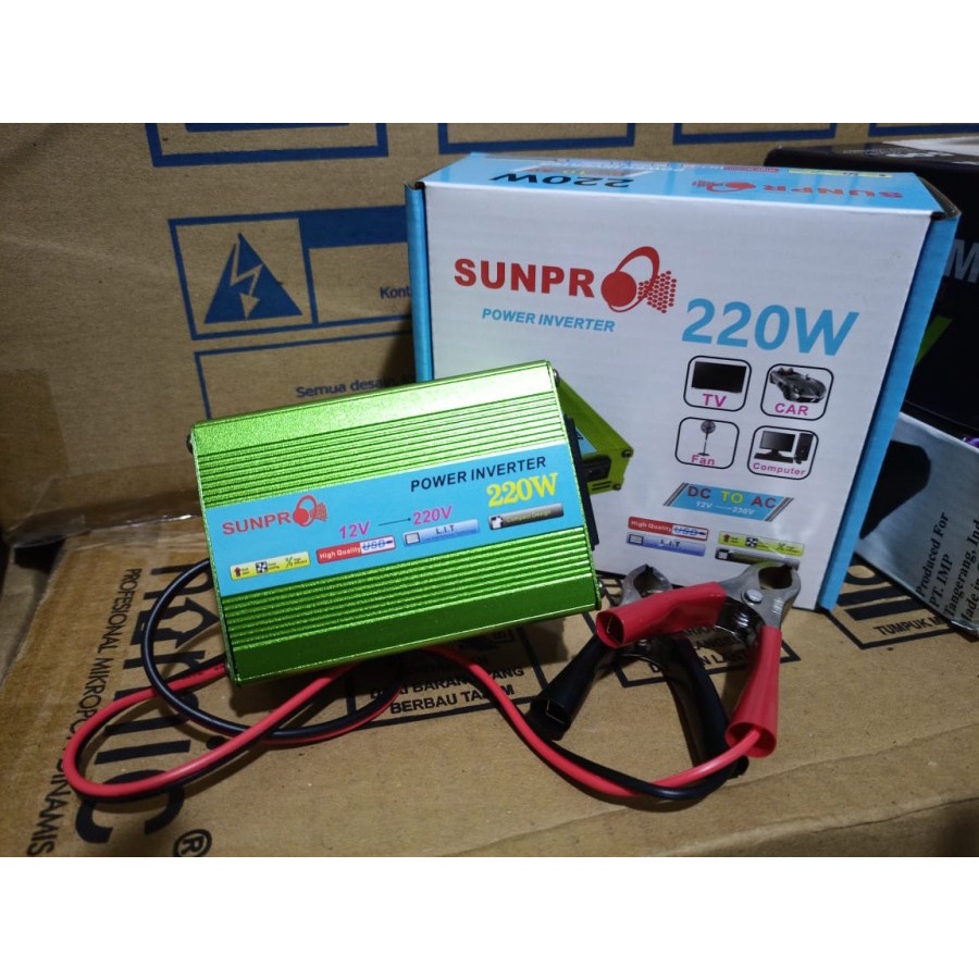 COD Power Inverter Sunpro 220 WATT DC To AC 12V 220V High Performance