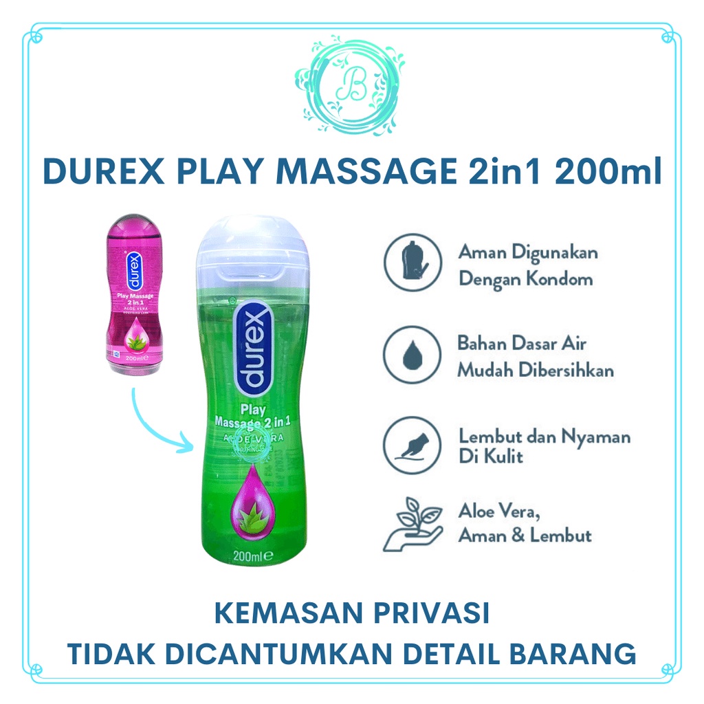 Lubricant Durex Play Massage 2 in 1 Aloe Vera 200 ML Pelumas Pria Wanita Gel Pijat Aloevera 2in1 200ml