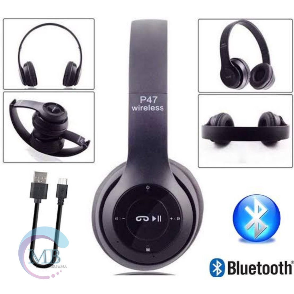 HEADPHONE BLUETOOTH P47 Headset Bando Gaming Lipat Wireless Audio Stereo Super Bass 5.0 EDR Travel MB3897