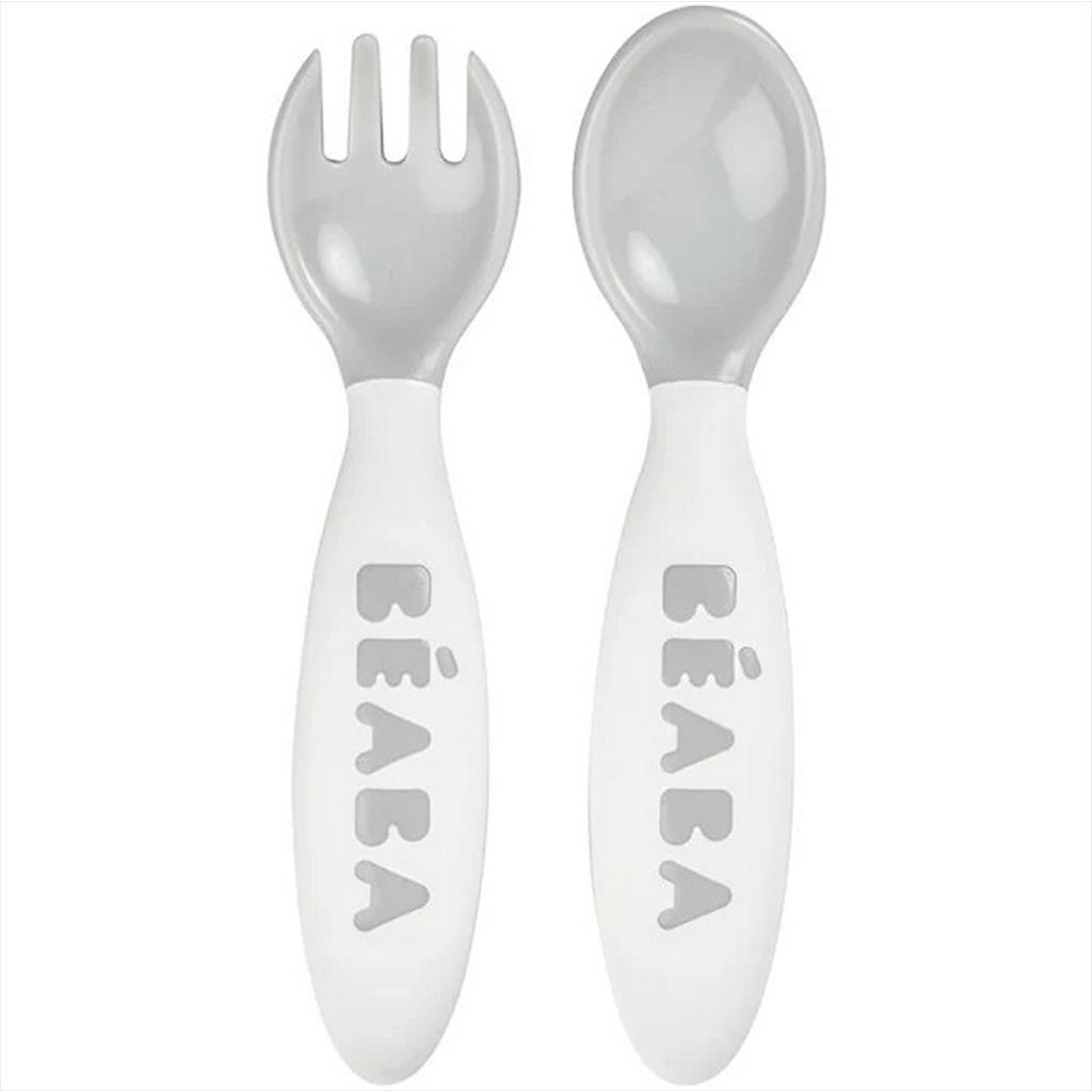 BEABA Ergonomic Set 2nd Age Fork Spoon Mist Sendok Makan