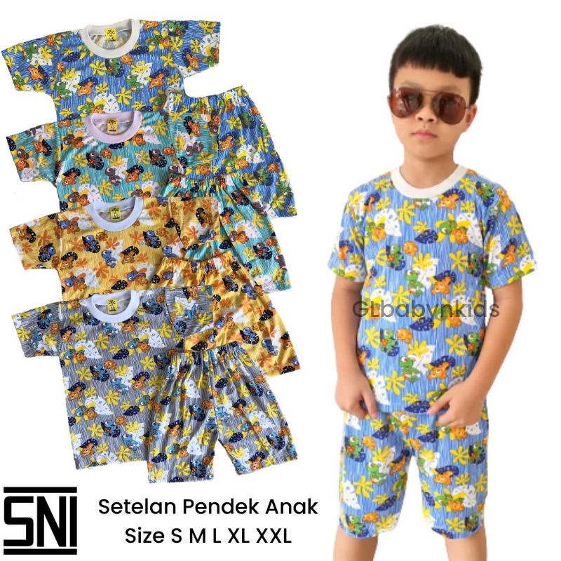 Setelan Pendek Kaos Oblong Anak Motif Print Nemo SNI [Ecer]