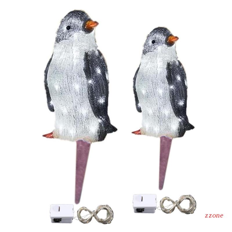 3pcs / Set Ornamen Penguin Dengan Lampu LED Mini Untuk Dekorasi Natal