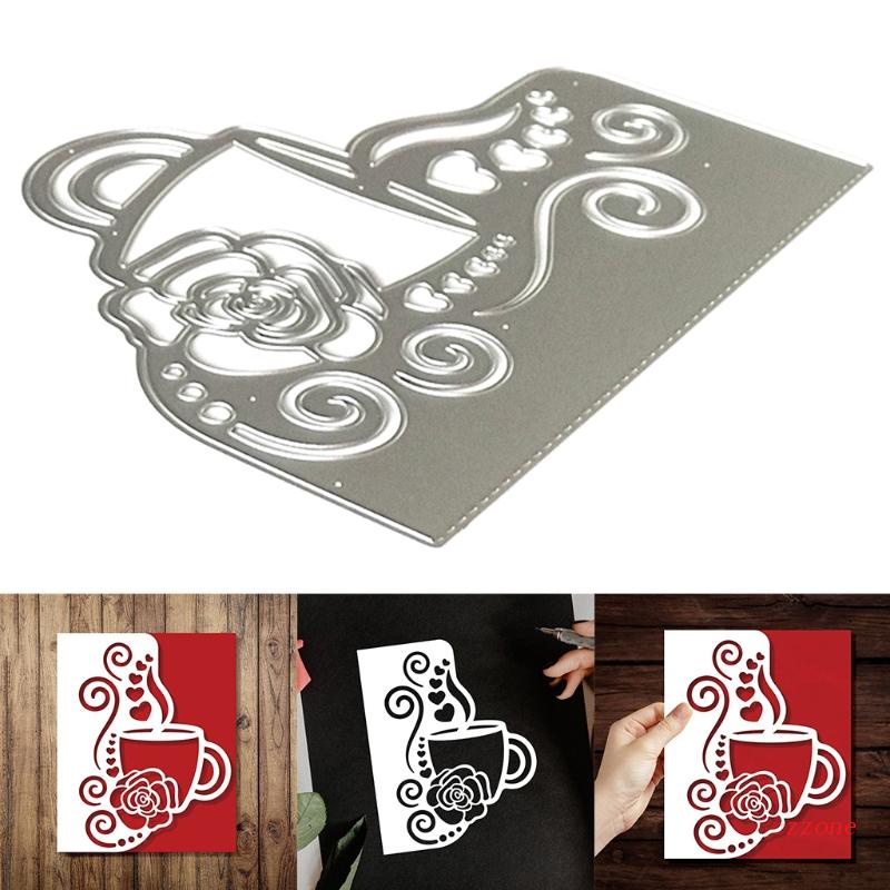 Zzz Cetakan Stensil Cutting Dies Motif Cangkir Kopi Natal Bahan Metal Untuk Scrapbook / Craft DIY
