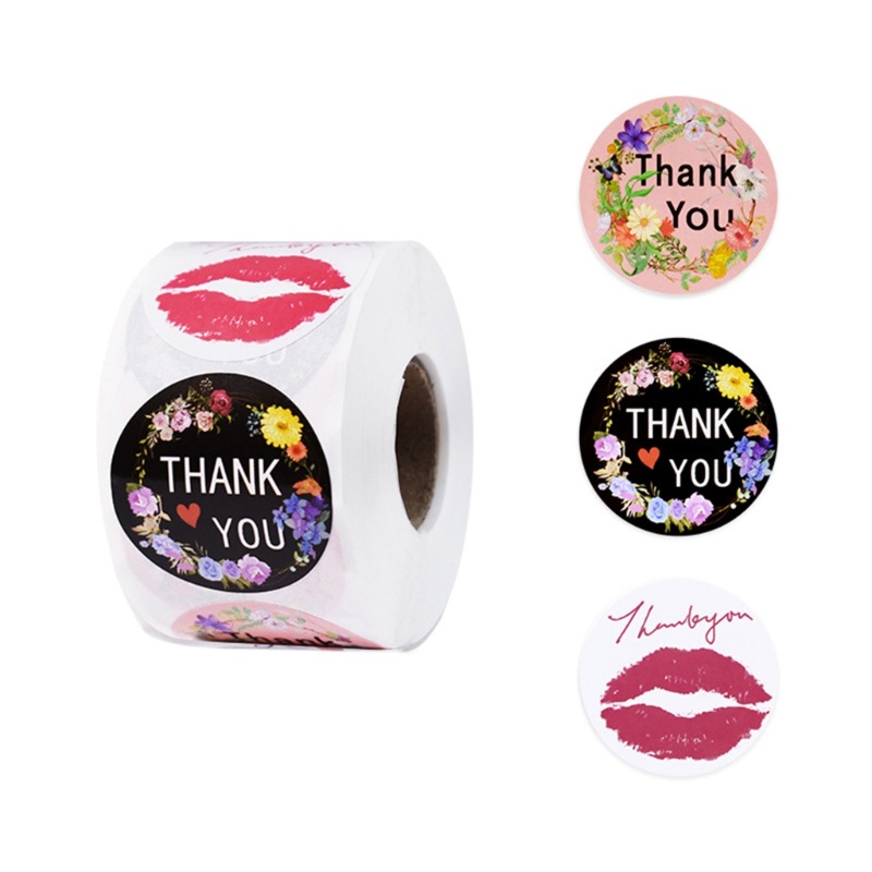 500x / Roll Stiker Label Perekat Desain Thank You Untuk Dekorasi Natal