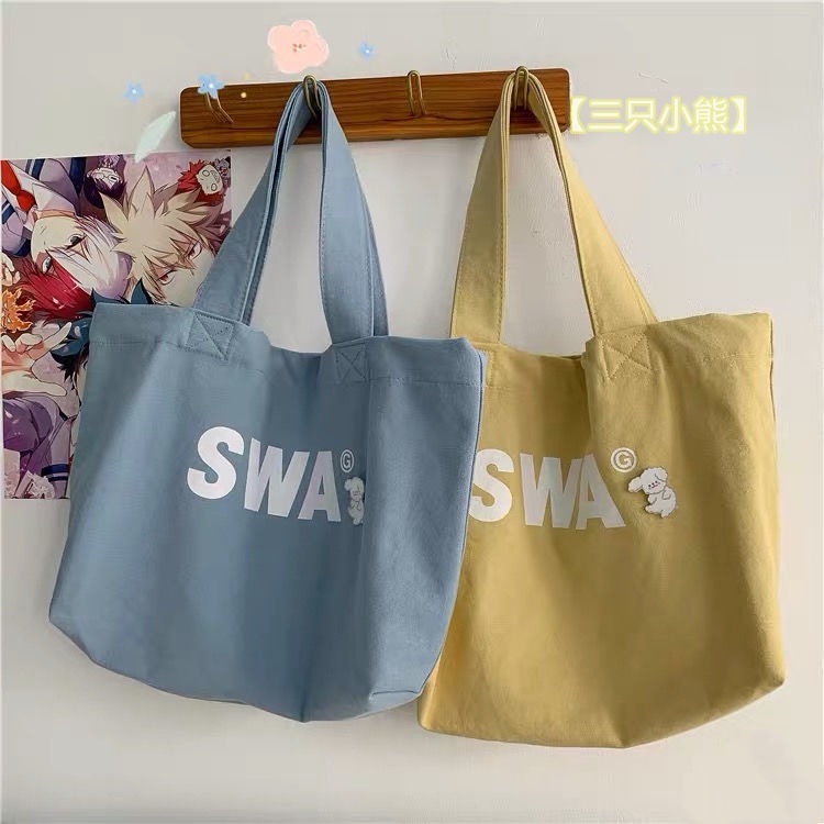 ☌✻Sera Gaya Korea Tas Kanvas Kapasitas Besar Jepang Harajuku Tas Bahu Wanita Tas Lucu Serbaguna Tote Bag Tas Mahasiswa