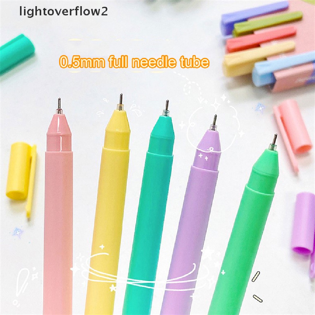 (lightoverflow2) Pulpen Gel 0.5mm 5 Warna Macarons