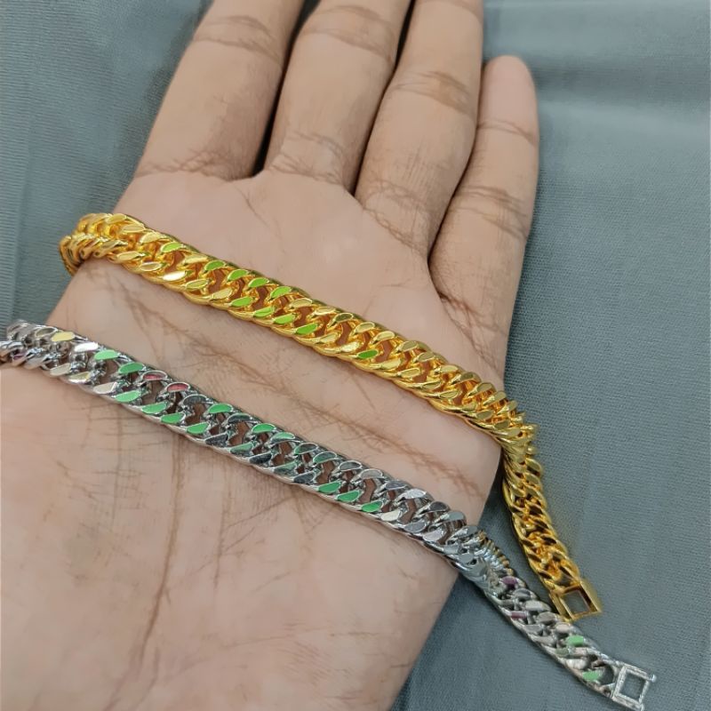 GELANG COWOK CEWEK RANTAI POLOS LAPIS EMAS YAXIYA GOLD SILVER IMPORT