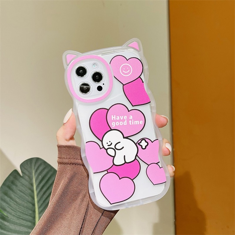 Soft Case Pelindung Lensa Glossy Bahan Silikon Anti Pecah Bentuk Hati Pink Untuk iPhone 14 13 12 11 Pro Max X Xr Xs Max 8 7 6 6s Plus SE2020