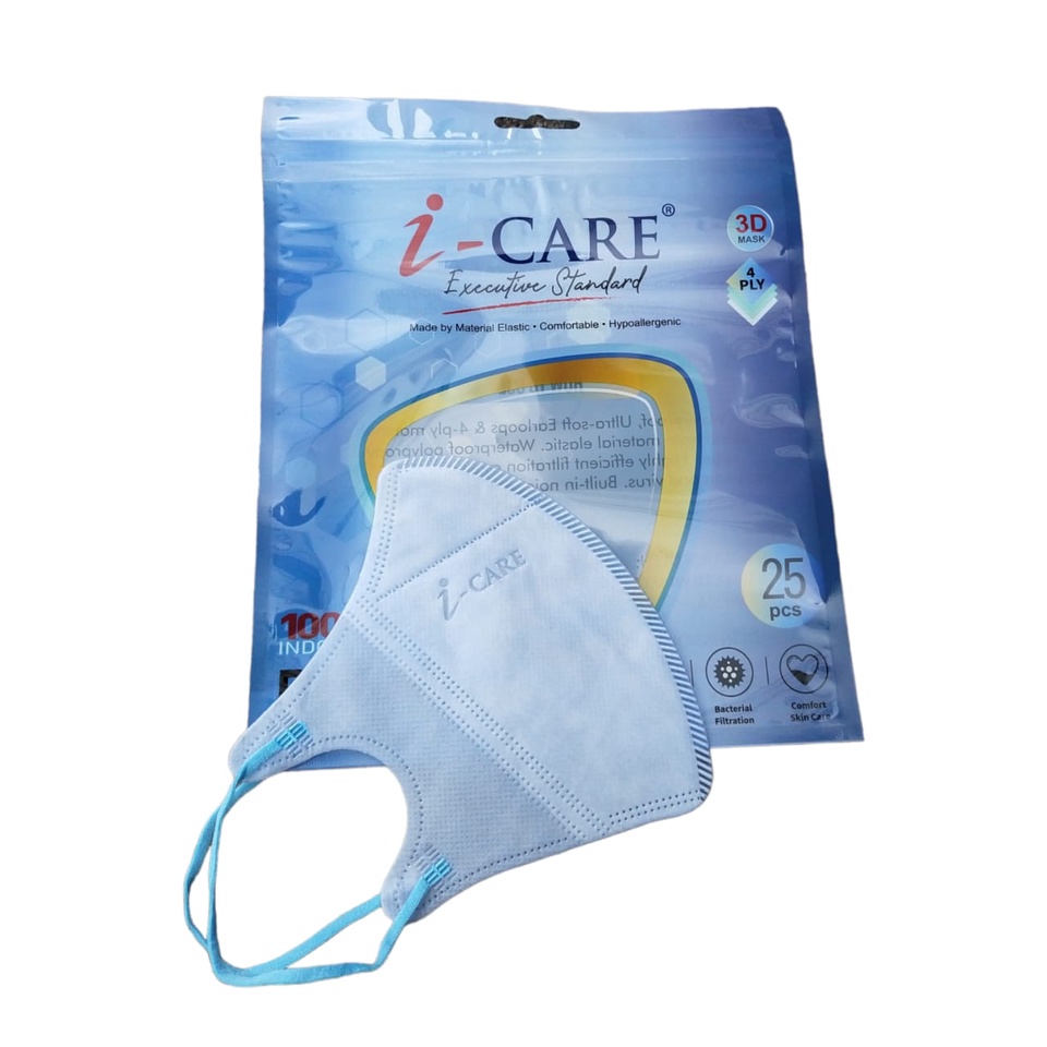 Masker Duckbill icare 4ply Sachet Ziplock isi 25pc Premium Quality