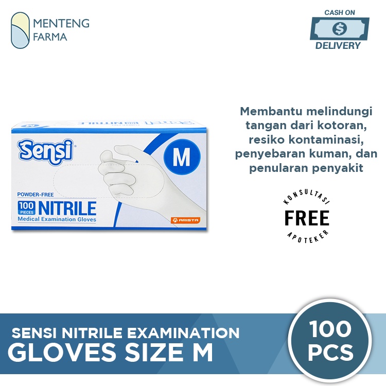 Sensi Sarung Tangan Nitrile Size M Isi 100 pcs - Non Latex Powder Free