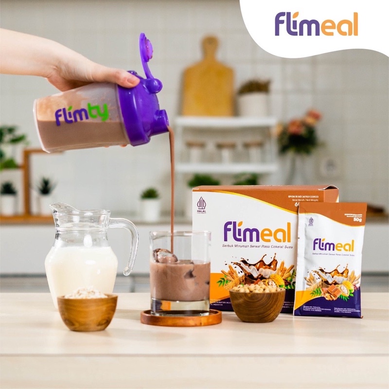 FLIMEAL by Flimty - Minuman Sereal Aneka Rasa | Coklat - Coklat Susu - Strawberry - Vanilla - Taro