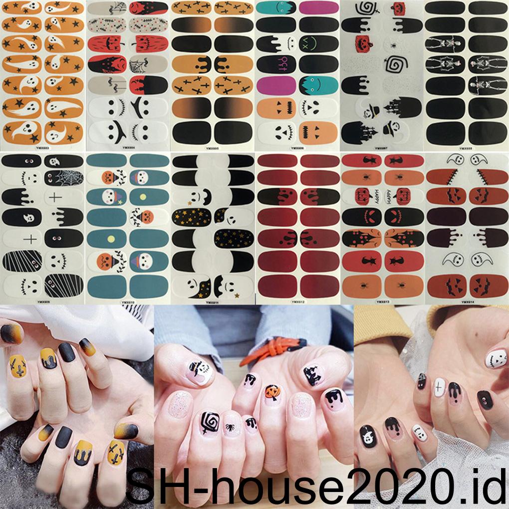 12 Pcs Stiker Kuku Jari Tema Halloween Untuk Dekorasi Pesta Wanita (house2020)