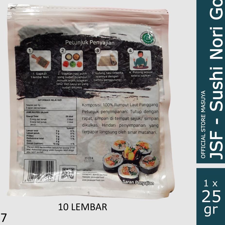

Miliki sekarang--Sushi Nori Halal 10 Lembar Java Super Food 25 gr Seaweed Rumput Laut Sushi Untuk Kimbab/ Gimbab