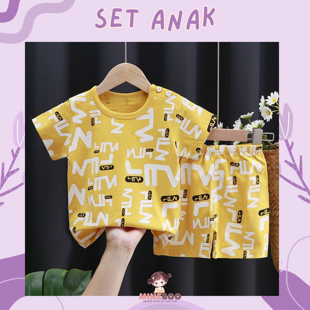 mineboo SETELAN BAJU BAYI LENGAN KAOS LENGAN PENDEK IMPORT USIA 0-4 TAHUN COD KIK