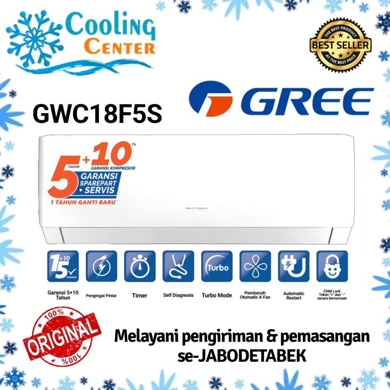 NEW! PROMO! AC GREE 2 PK AC GREE INVERTER 2 PK AC GREE GWC - 18F5S + PASANG