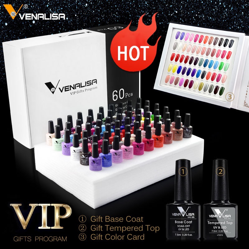 [Original] 1 PAKET KUTEK GEL /SET Rosalind, Venalisa Set 12, 24, 60 Colors 1 paket Kutek Gel UV Nail Polish Polish Kuteks Cat Warna/kutek warna lengkap/Rosalind Gel Polish