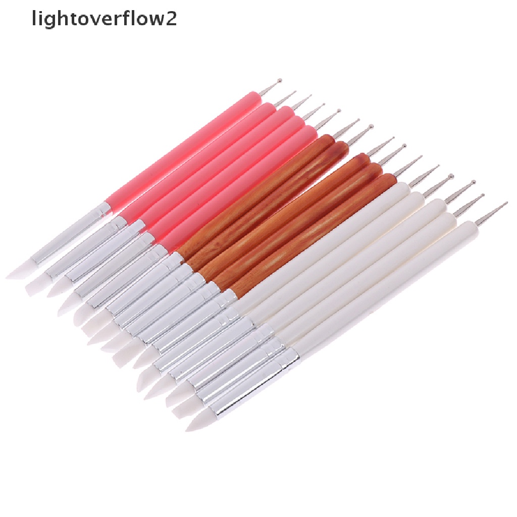 (lightoverflow2) 5pcs / Set Alat Pahat Tanah Liat Bahan Silikon + Stainless Steel (ID)