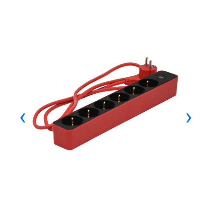 Krisbow colokan listrik/stop kontak 6 lubang merah/extension socket