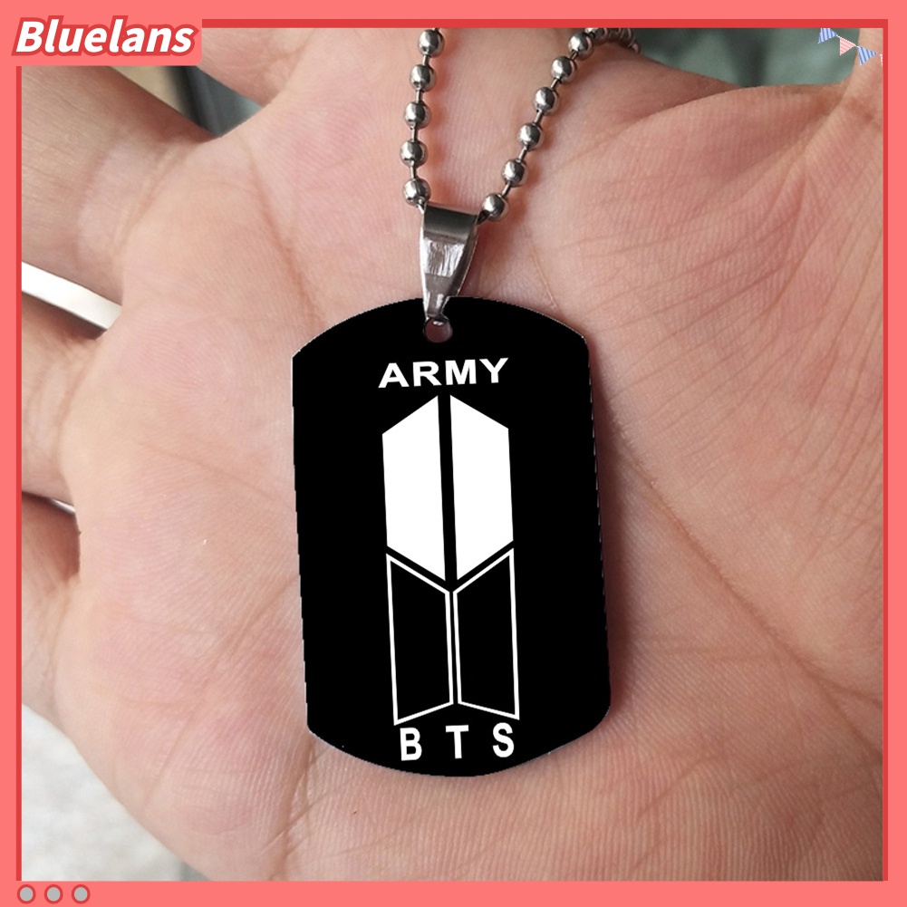 Kalung Rantai Liontin Logo Bangtan Boys Bahan Stainless Steel Untuk Unisex