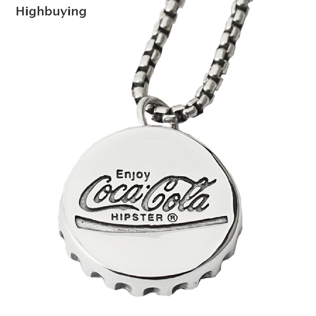 Kalung Rantai Liontin Botol Cola Bahan Metal Warna Silver Gaya Retro Vintage Punk Hip-hop Klasik Glory