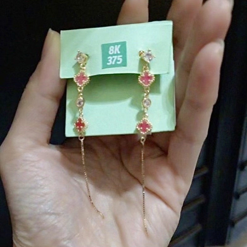 Anting Tusuk Giwang Panjang Van Cleef Pink UBS 8k