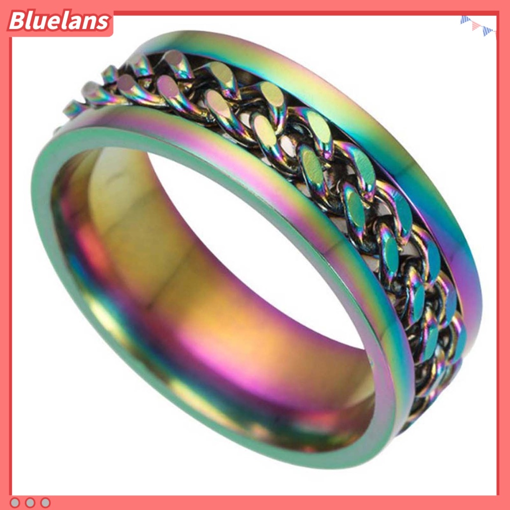 Bluelans Chain Rotatable Chain Glittering Jewelry Gift Men Finger Ring